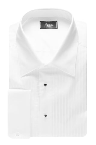White evening shirt with rare folds and jewellery buttons