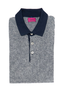 Casual navy Pepit t-shirt with white Polo collar