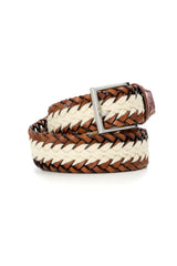 Brown and cream braided casual belt