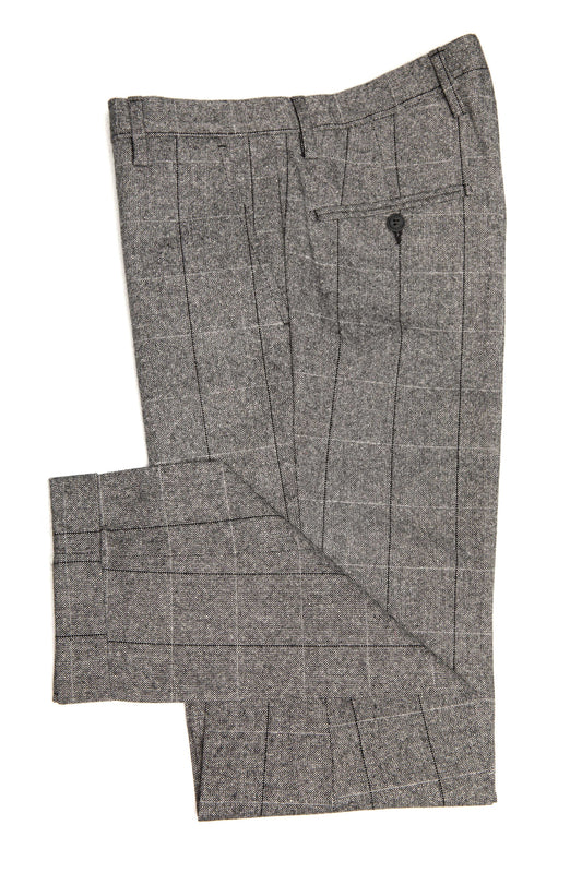 Grey casual trousers with checkers model