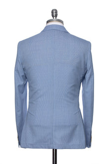 Blue casual jacket with small white checkers and lapel cut