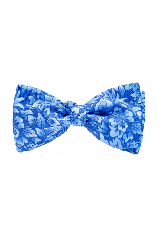 Smalt blue floral bow tie
