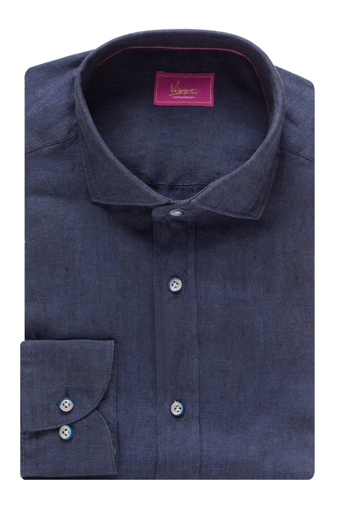 Navy linen plain shirt