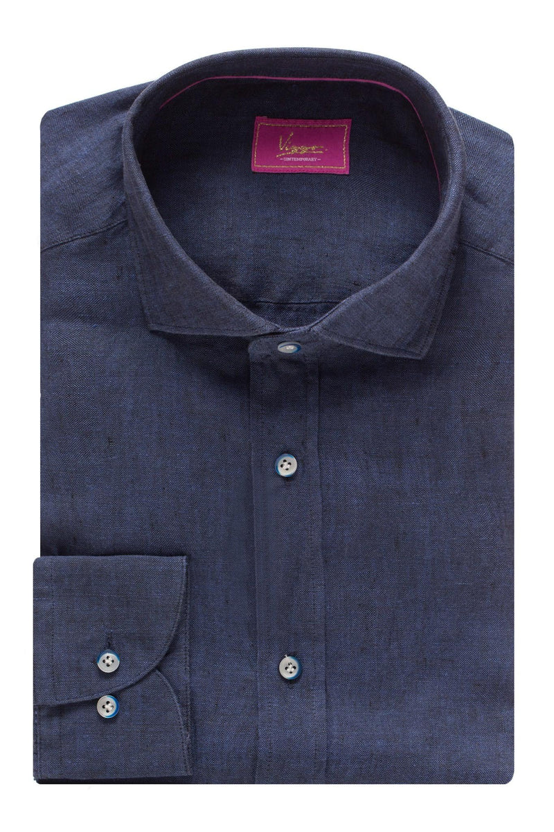 Navy linen plain shirt