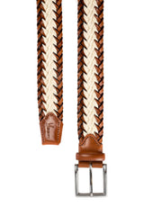 Brown and cream braided casual belt