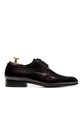 Black lacquered Derby shoes