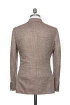 Casual brown jacket with beige insertions and lapel