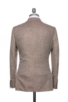 Casual brown jacket with beige insertions and lapel