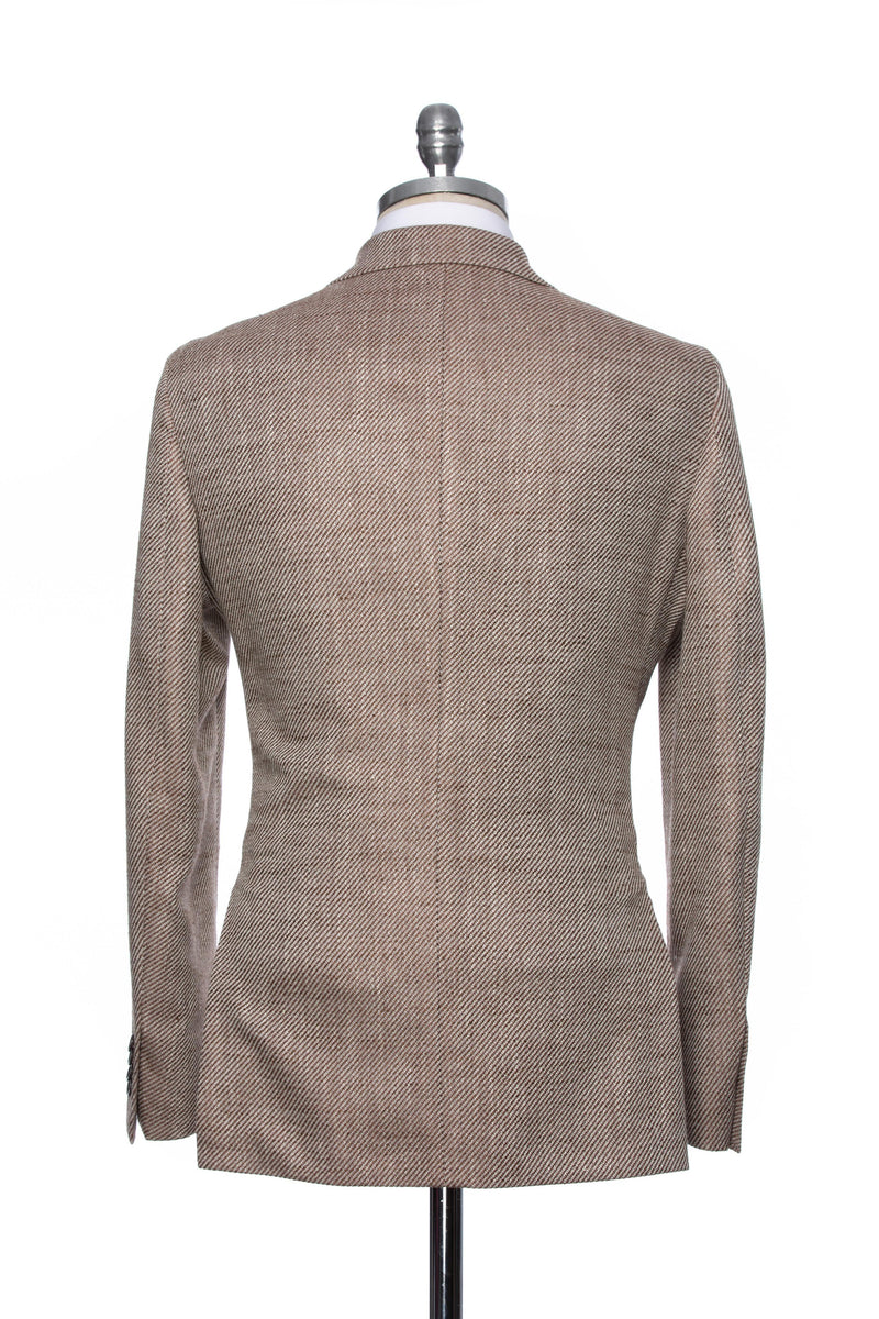 Casual brown jacket with beige insertions and lapel