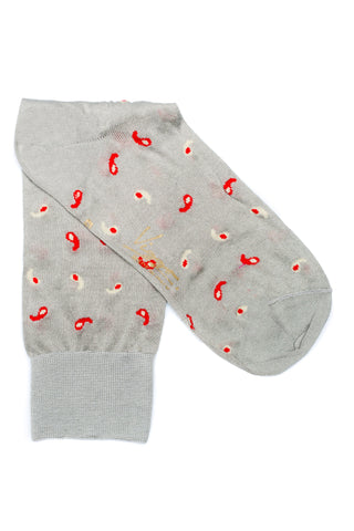 Garnet socks with grey dots