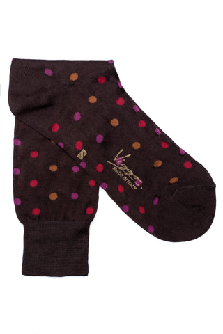 Brown socks with beige dots
