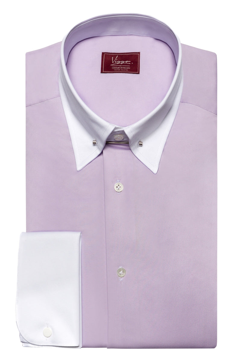 Light purple shirt with pin collar