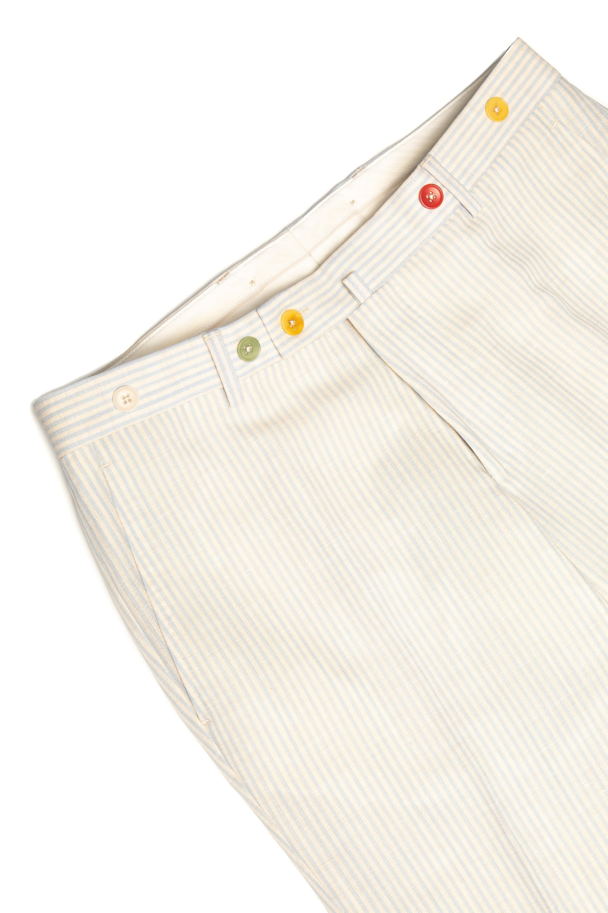 Cream casual shorts with blue stripes