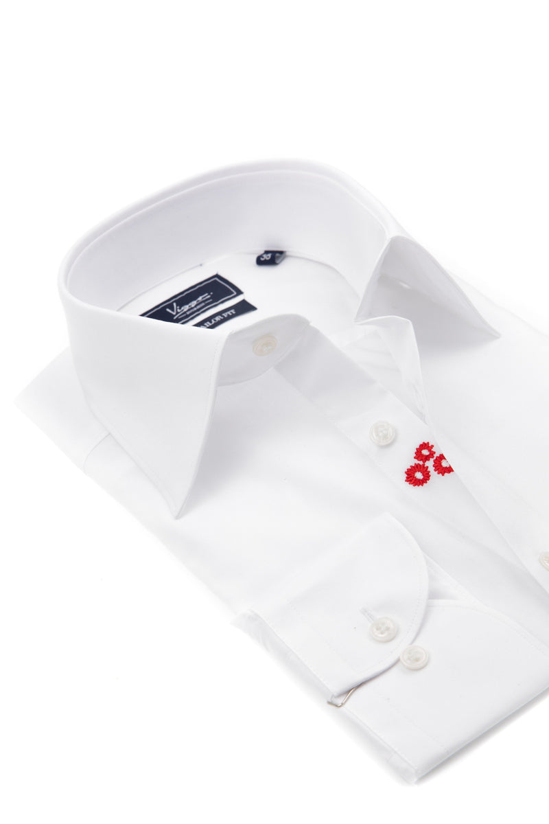 White business shirt with red detail