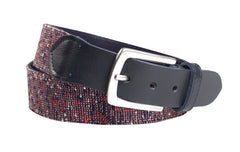 Navy and red textured belt