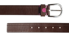 Brown leathered belt with pink detail