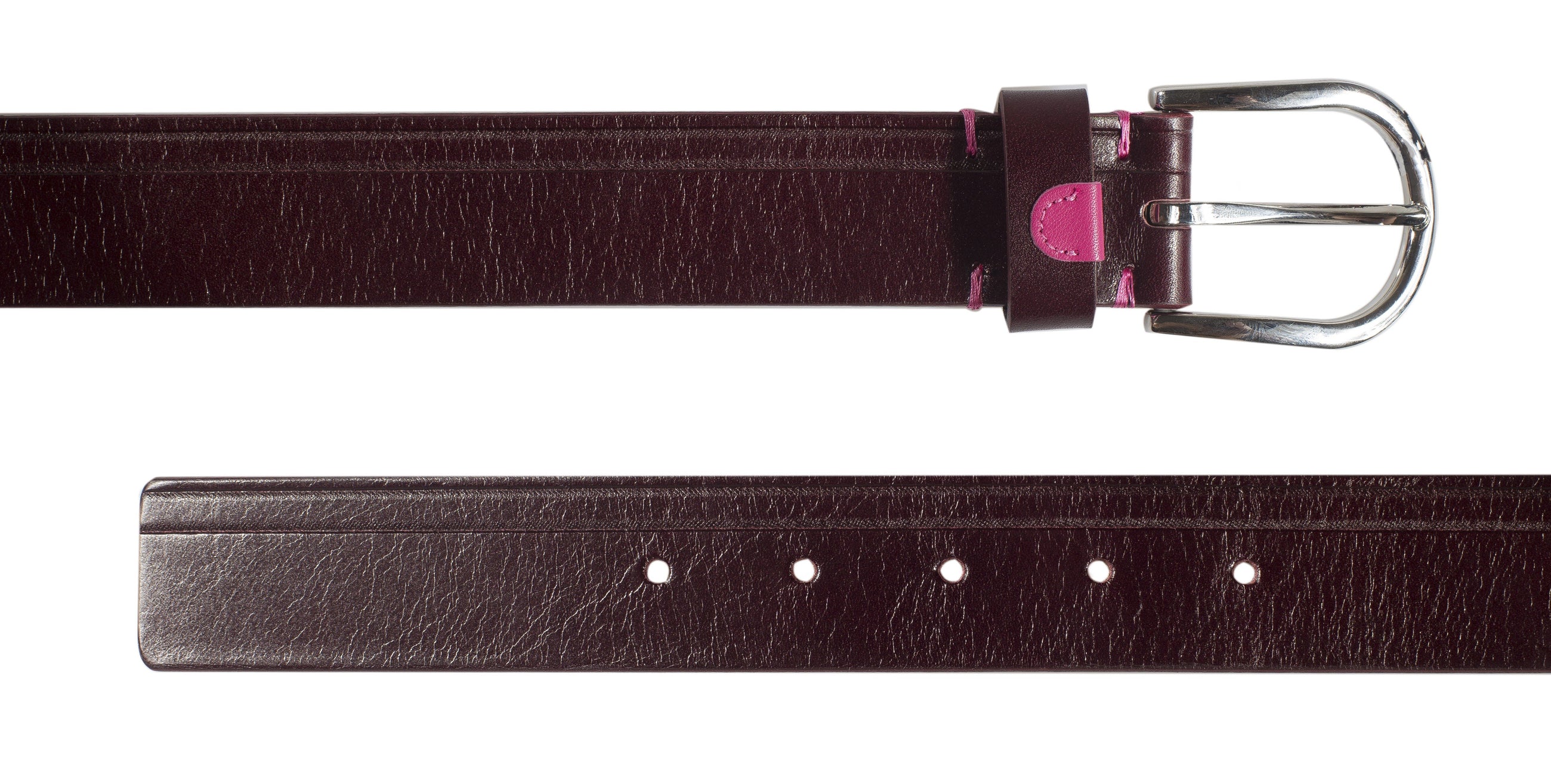 Claret leathered belt with pink detail