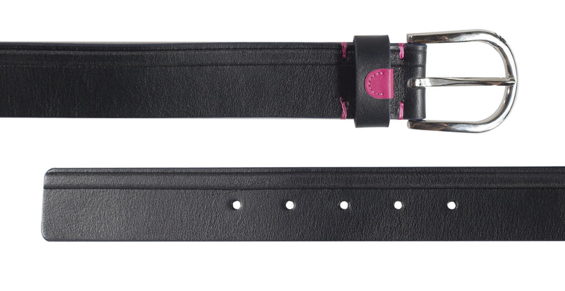 Navy leathered belt with pink detail