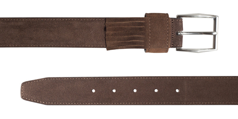 Brown leathered belt with fringe