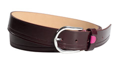 Claret leathered belt with pink detail