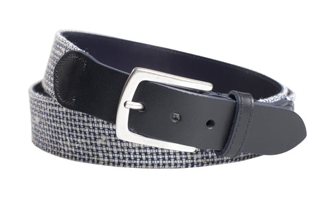 Grey leathered belt with fringe