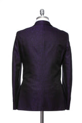 Slim purple smoking jacket with lapel