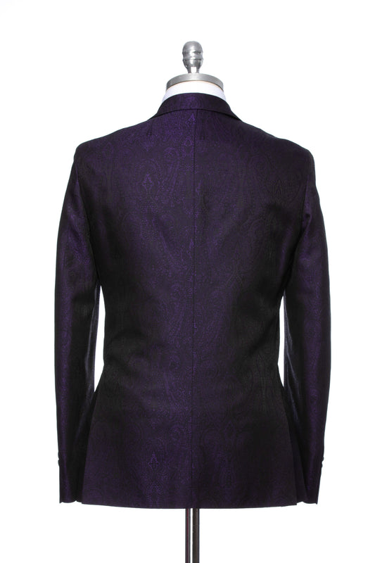 Slim purple smoking jacket with lapel