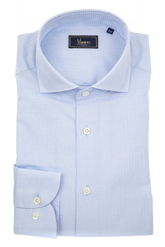 Blue bussiness shirt with fine white texture