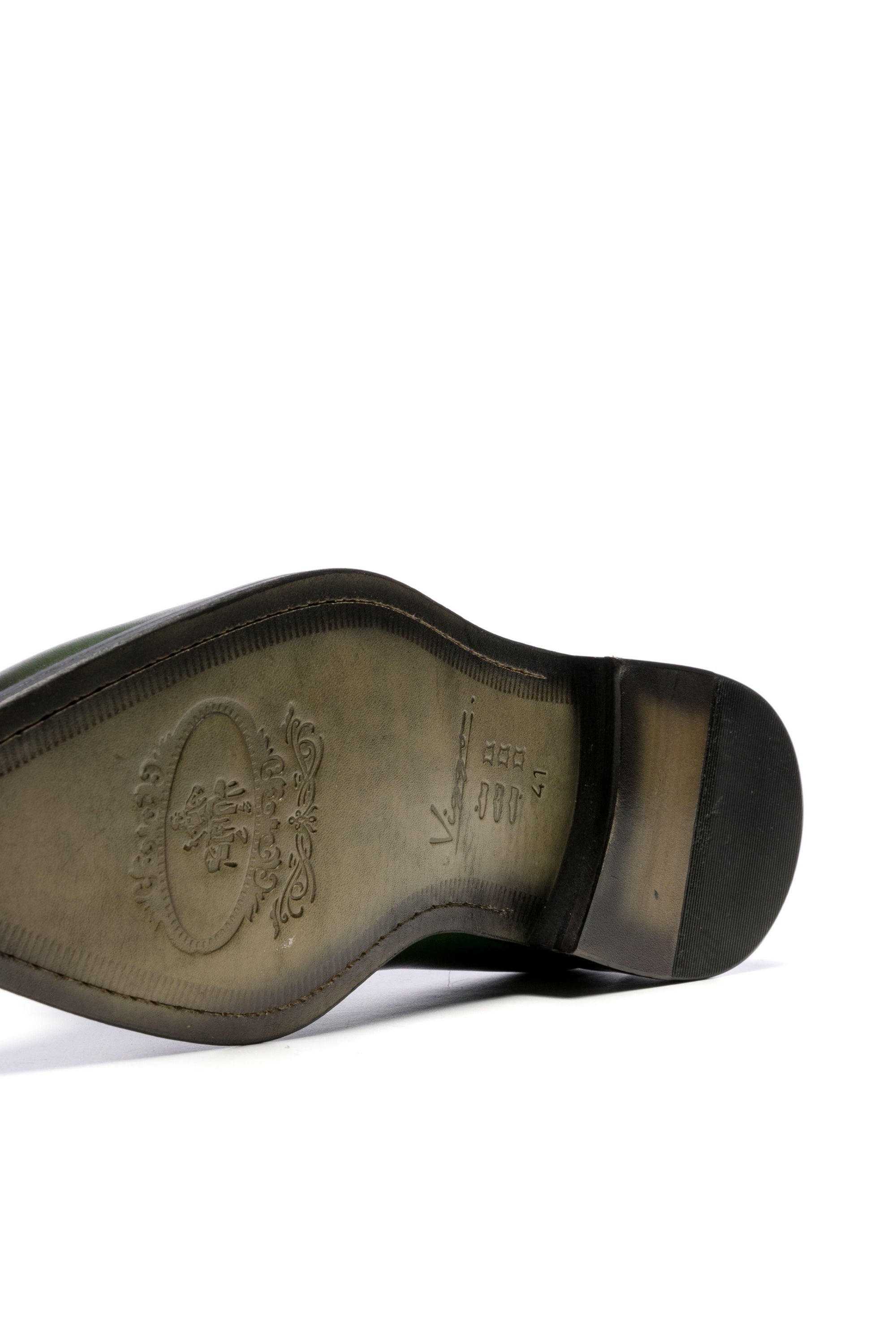Grey evening shoes with lime-green metallic effect