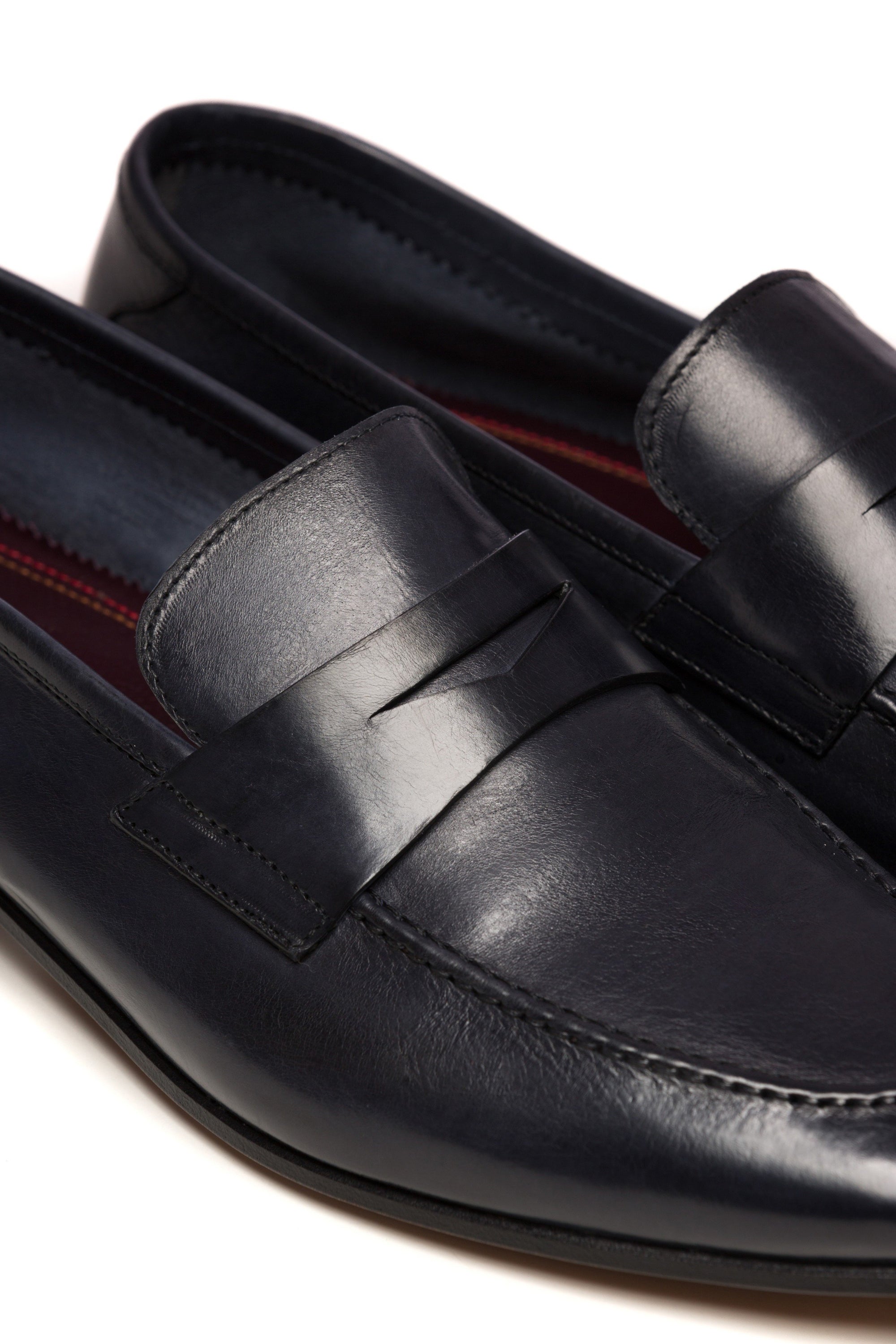 Navy leathered moccasins