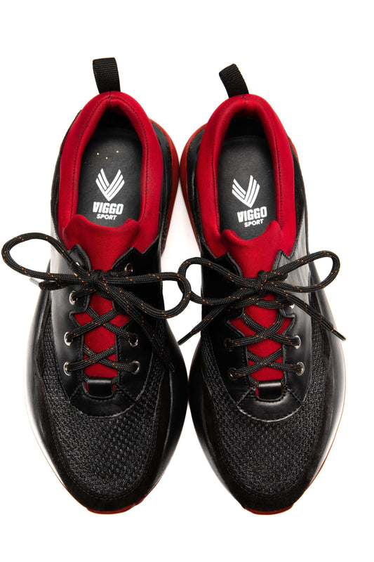 Black and red sport shoes