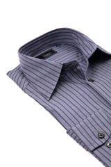 Grey business shirt with purple stripes