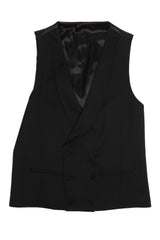 Ceremony black waistcoat with two lines of buttons and lapel