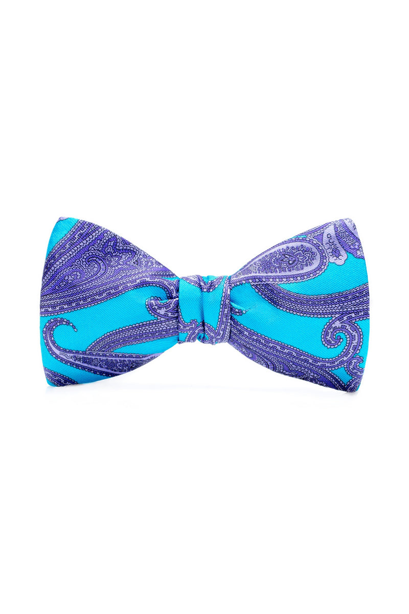 Deep sky Paisley bow tie