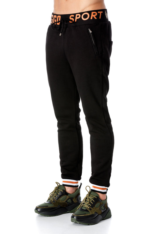 Black and orange sport trousers