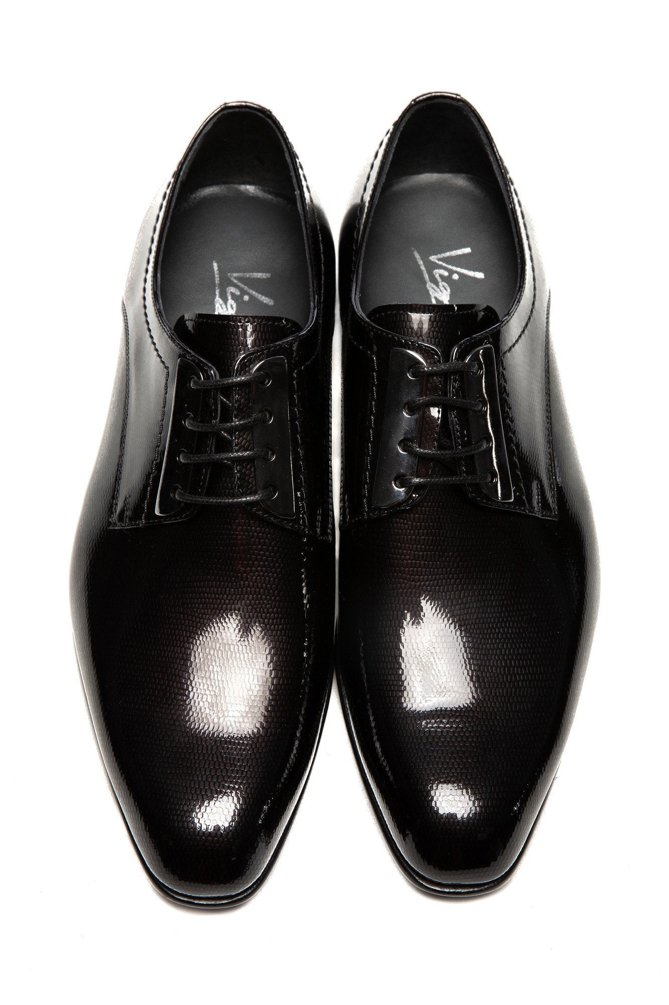 Black lacquered Derby shoes