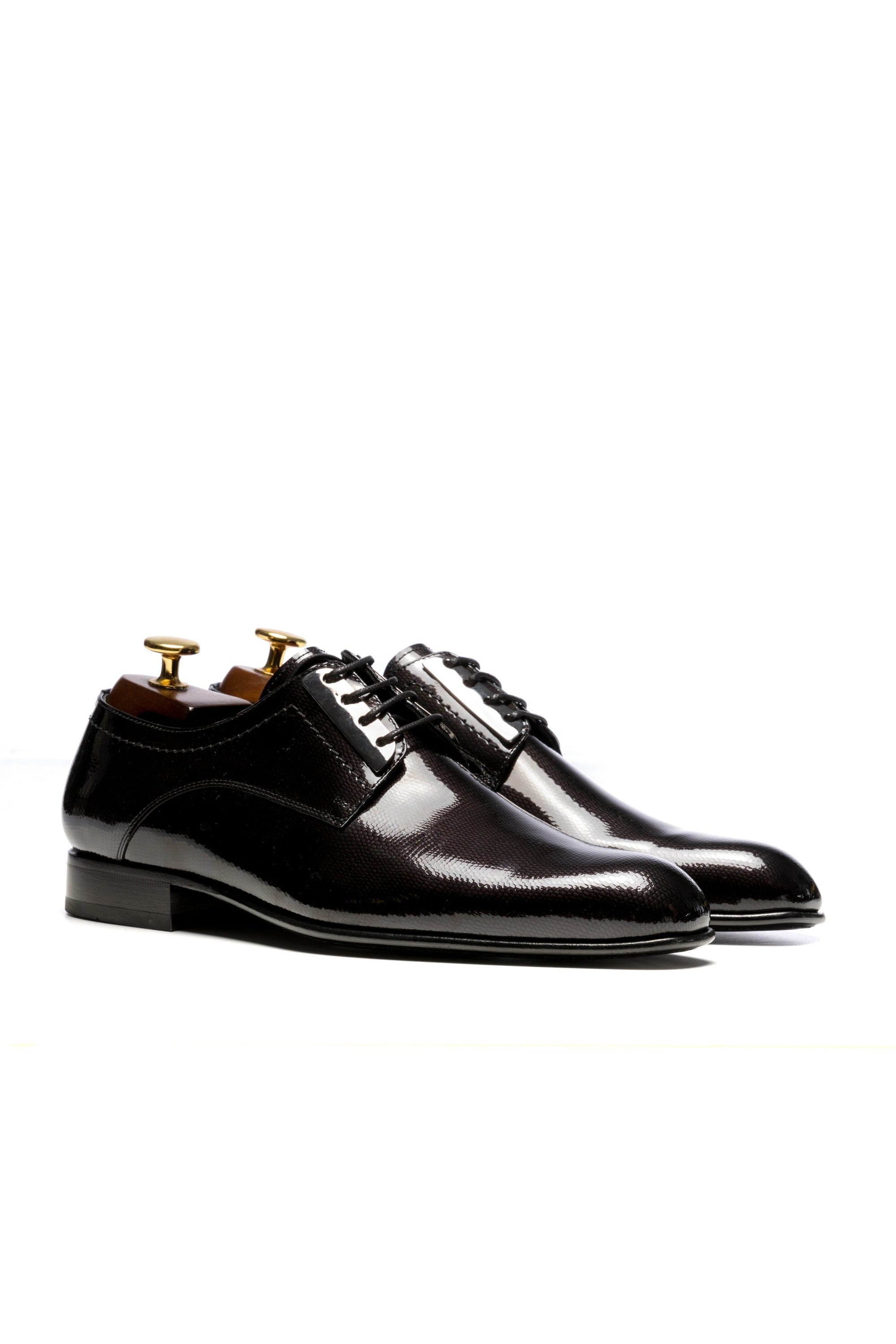 Black lacquered Derby shoes