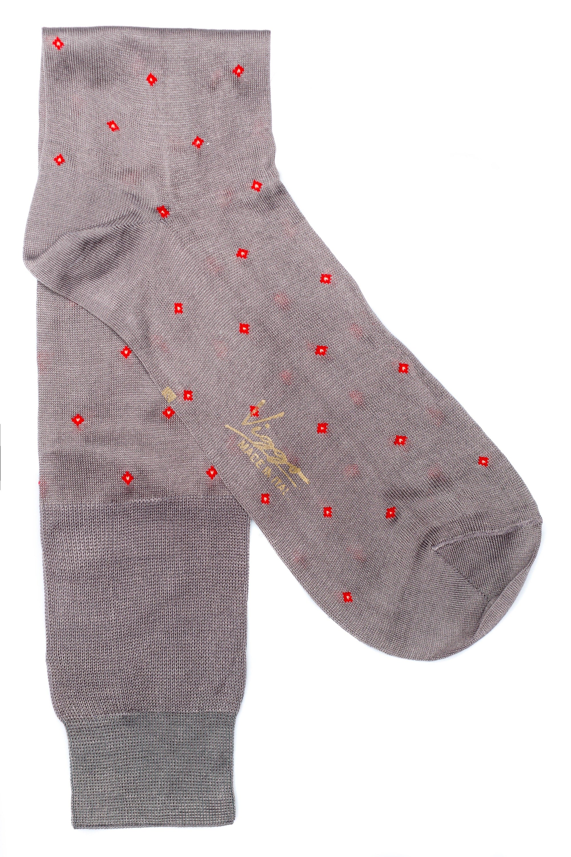 Grey socks with red model
