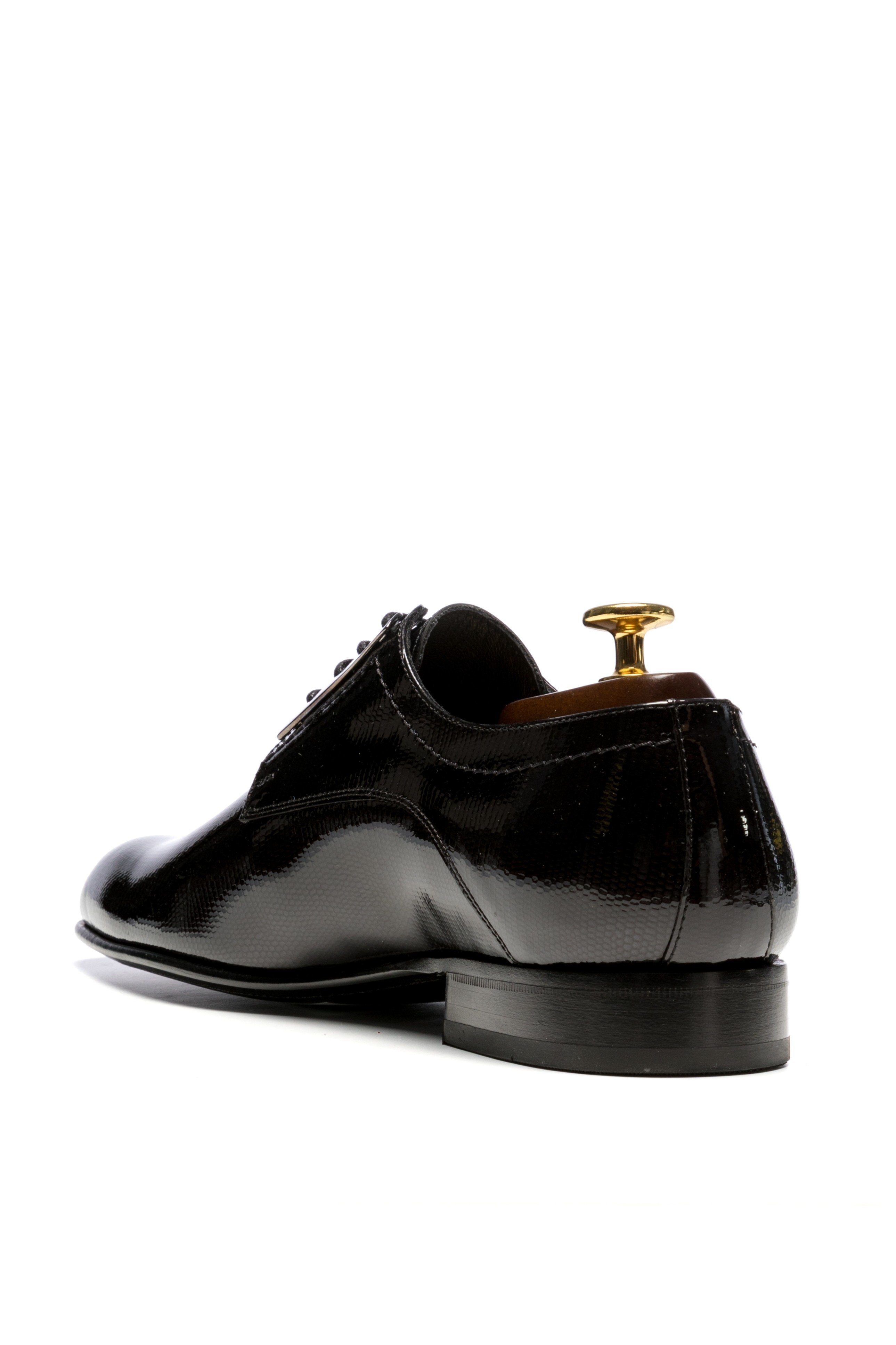 Black lacquered Derby shoes