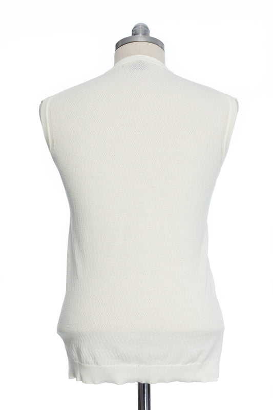 White textured casual waistcoat with buttons