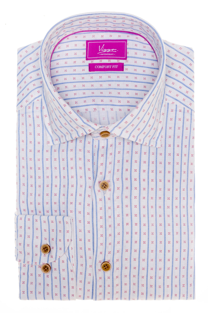 Linen shirt with flowers and stripes