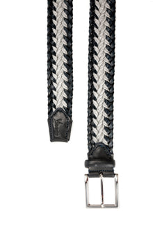 Blue and grey braided casual belt
