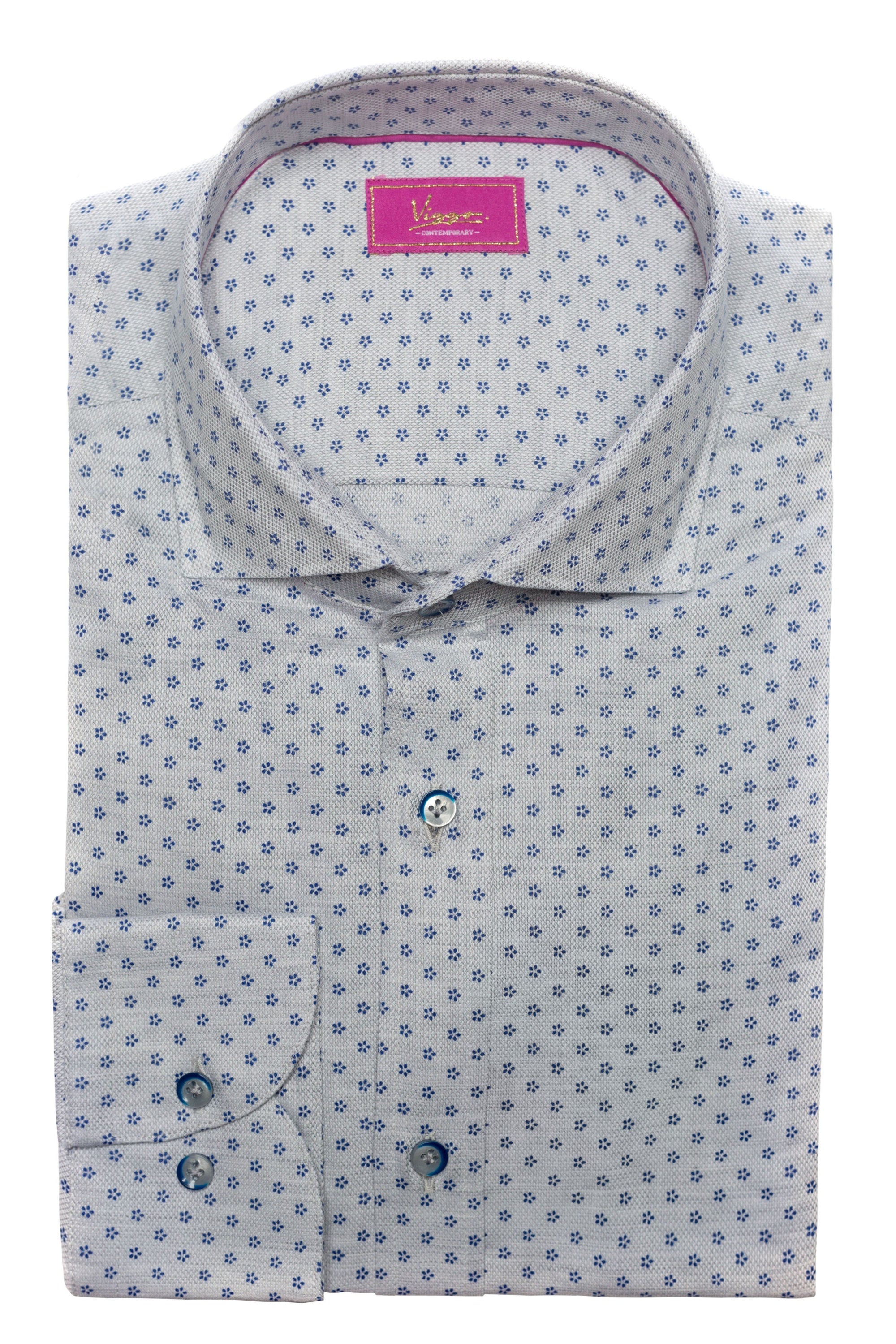 Grey shirt with blue flowers