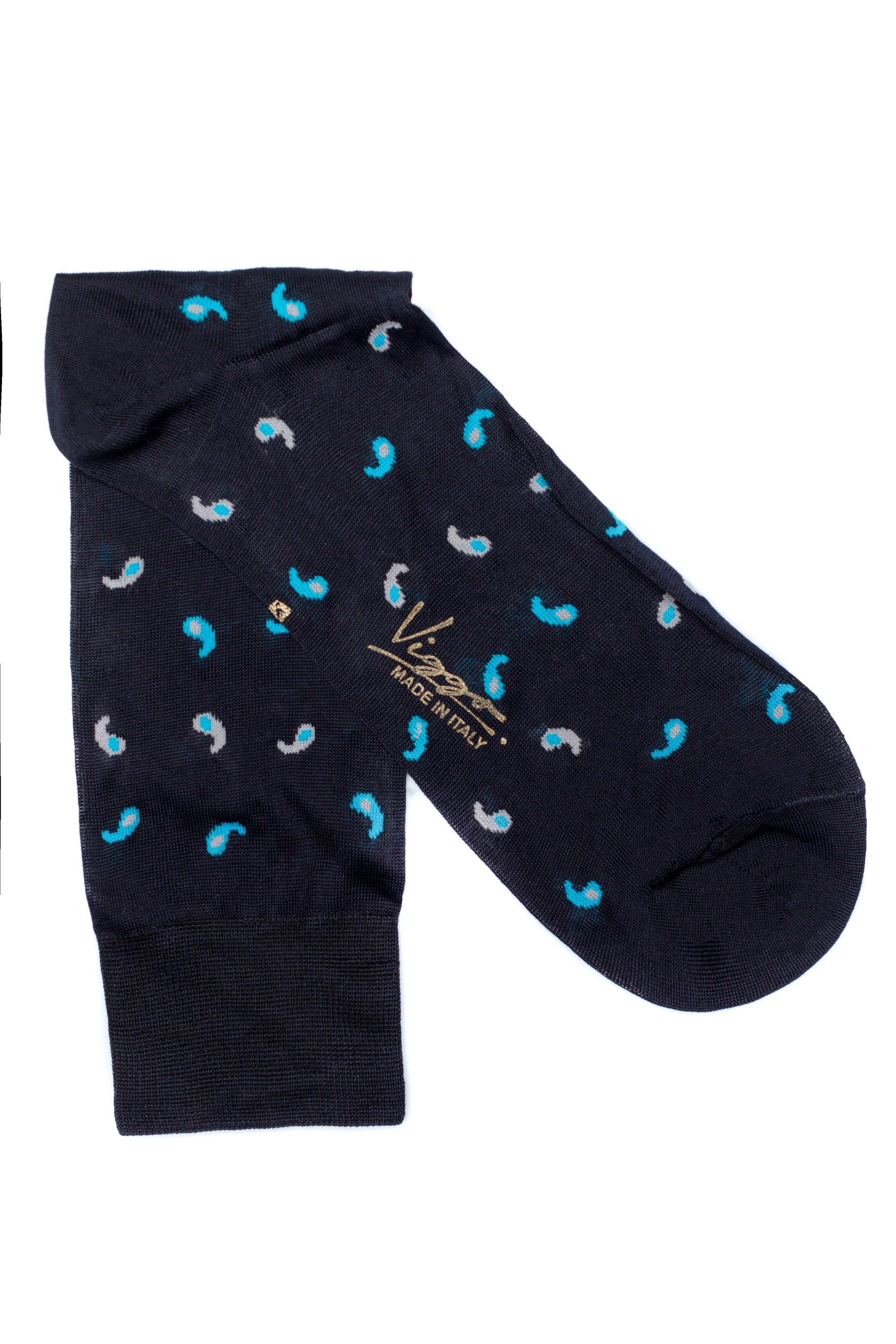 Navy socks with model