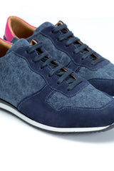 Navy leathered sneakers