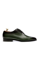 Grey evening shoes with lime-green metallic effect