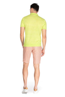 Merino wool and linen green polo shirt
