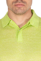 Merino wool and linen green polo shirt