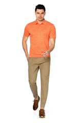 Merino wool and linen orange polo shirt