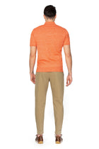 Merino wool and linen orange polo shirt